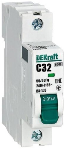 Выключатель автоматический DEKraft ВА-103 1п 32А C 6кА фото Выключатель автоматический DEKraft ВА-103 1п 32А C 6кА картинка